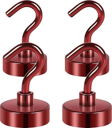 Vista 50 de Neosmuk Ganchos magnéticos resistentes, imanes fuertes con gancho para refrigerador, ganchos industriales súper resistentes de neodimio para colgar