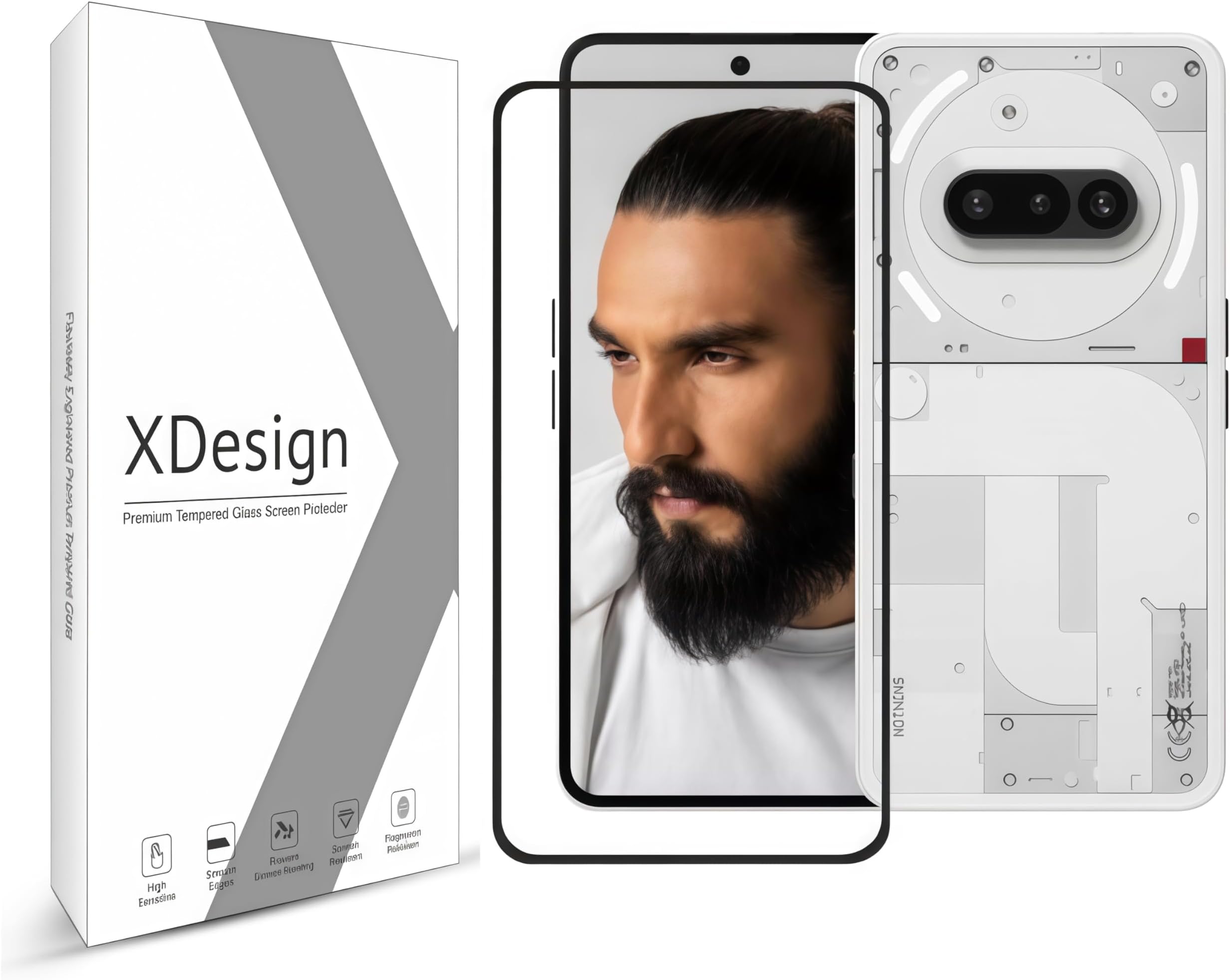 XDesign Tempered Glass Screen Protector Compatible For Nothing Phone 3A 5G / Phone 3A Pro 5G (6.77 inch) (Black) Edge To Edge Full Screen Coverage With Easy Installation Kit,Pack Of 1