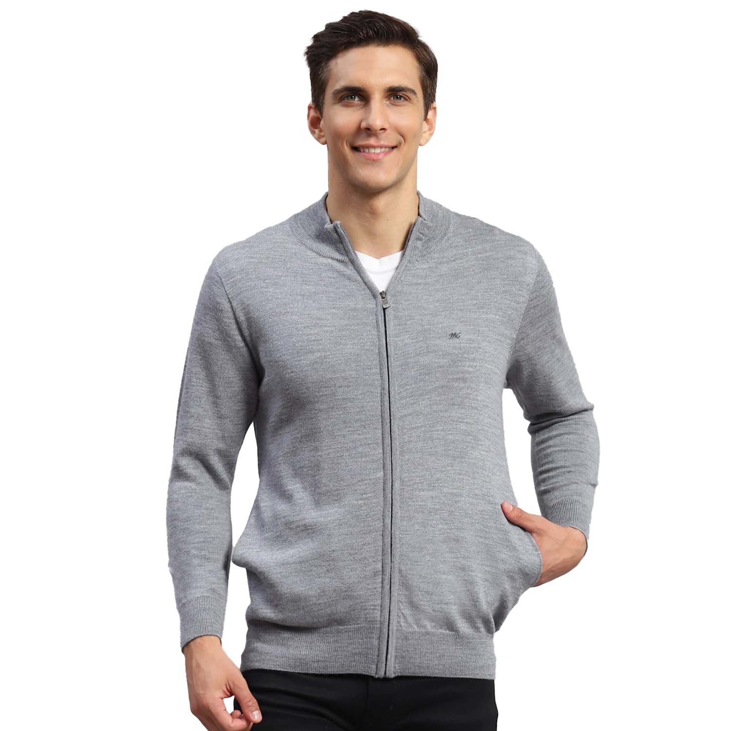 monte carlo Men's Regular Fit Pullover | Solid Pattern | Stand Collar Winter Pullover for Men | Full Sleeve Zipper Sweater-picture-20