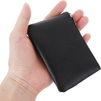 TIESOME PU Leather Coin Purse Black Zipper Coin Purse