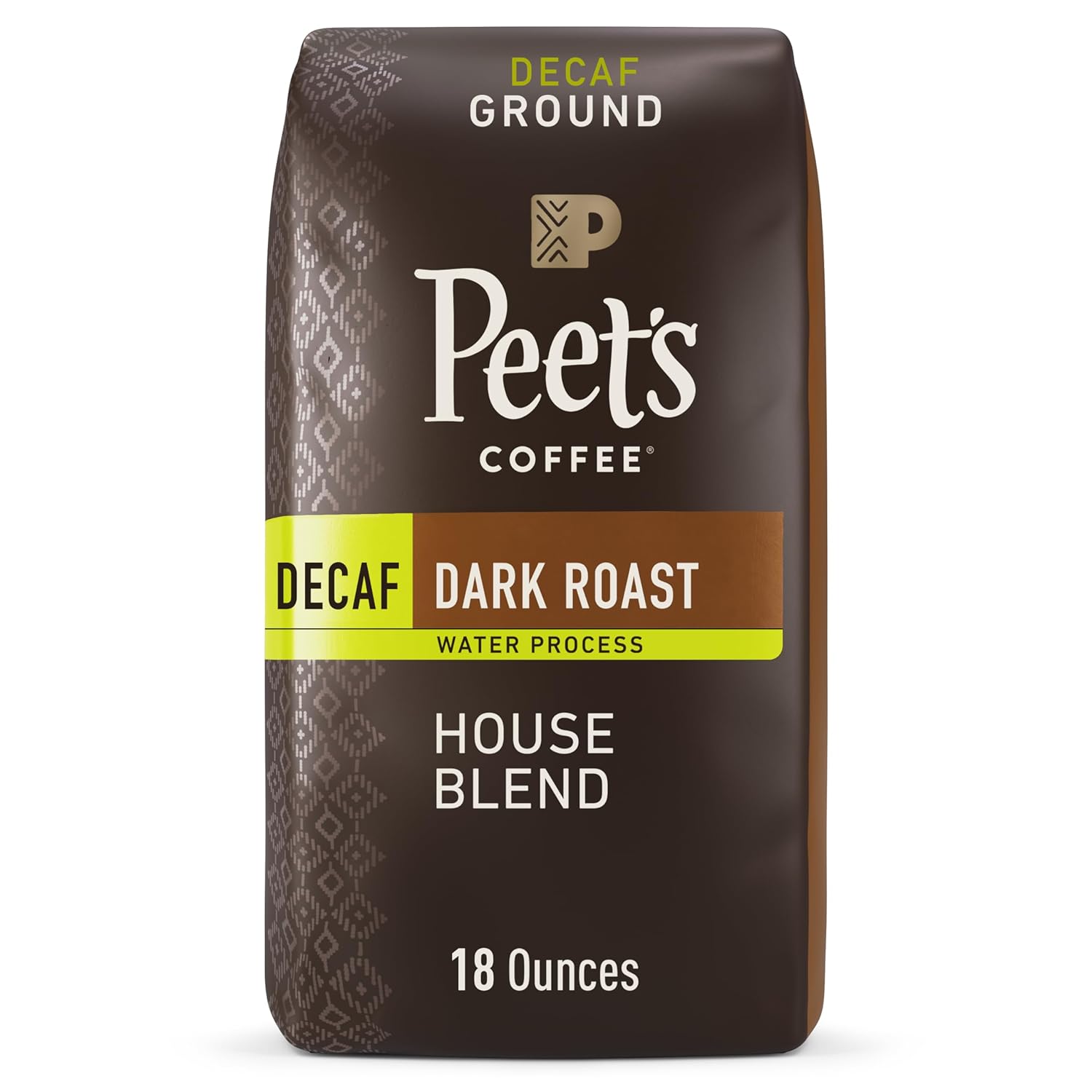 Peet’s Coffee, Dark Roast Ground Coffee – Decaf House Blend 18 Ounce Bag