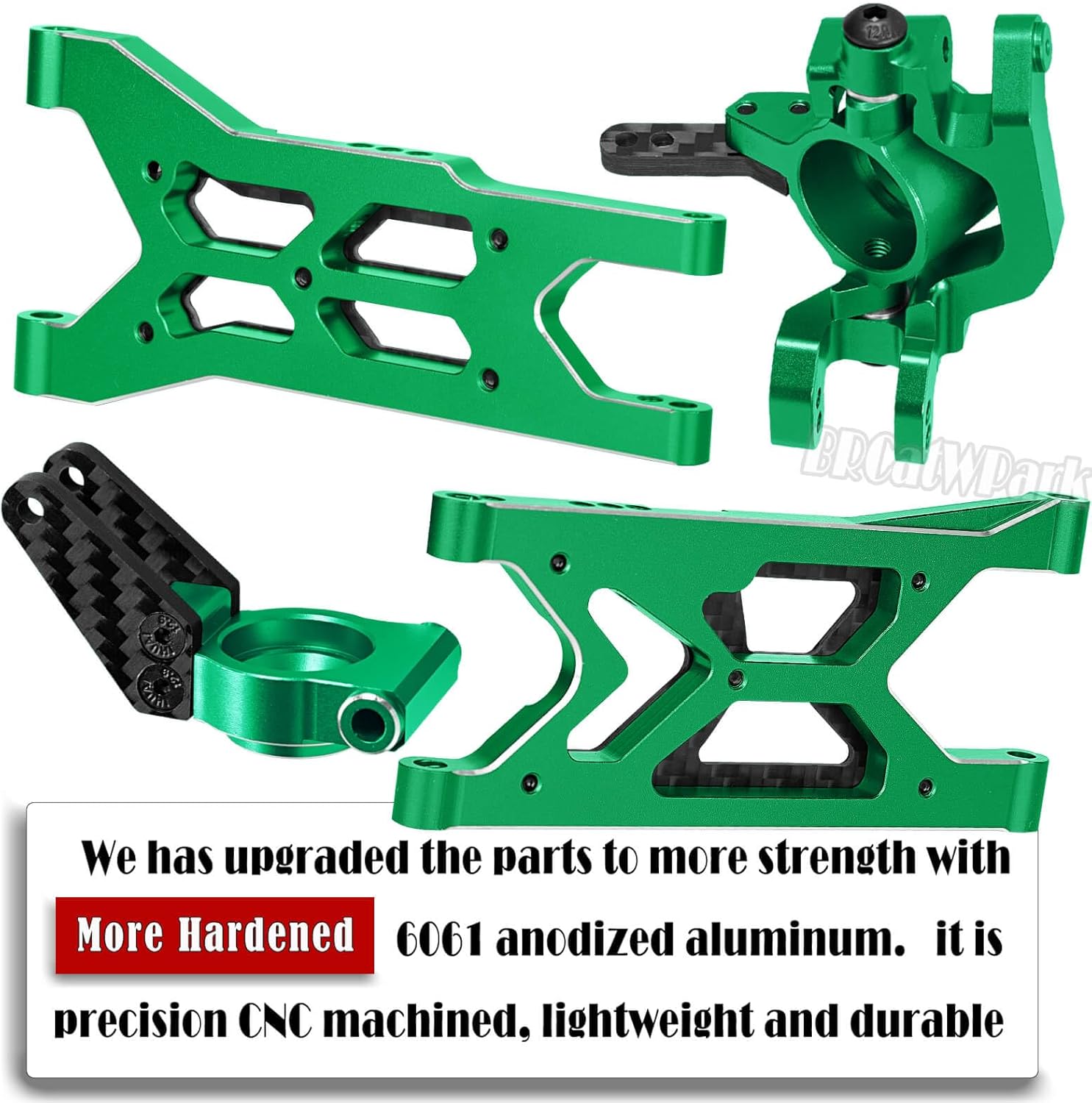 RC Aluminum Suspension Arms & Caster Block,Steering Blocks,Rear Stub Axle Carriers w/Bearings Upgrades Part for 1/10 Senton/Granite/Vorteks 3S Blx 4X4 Mega 550,Green