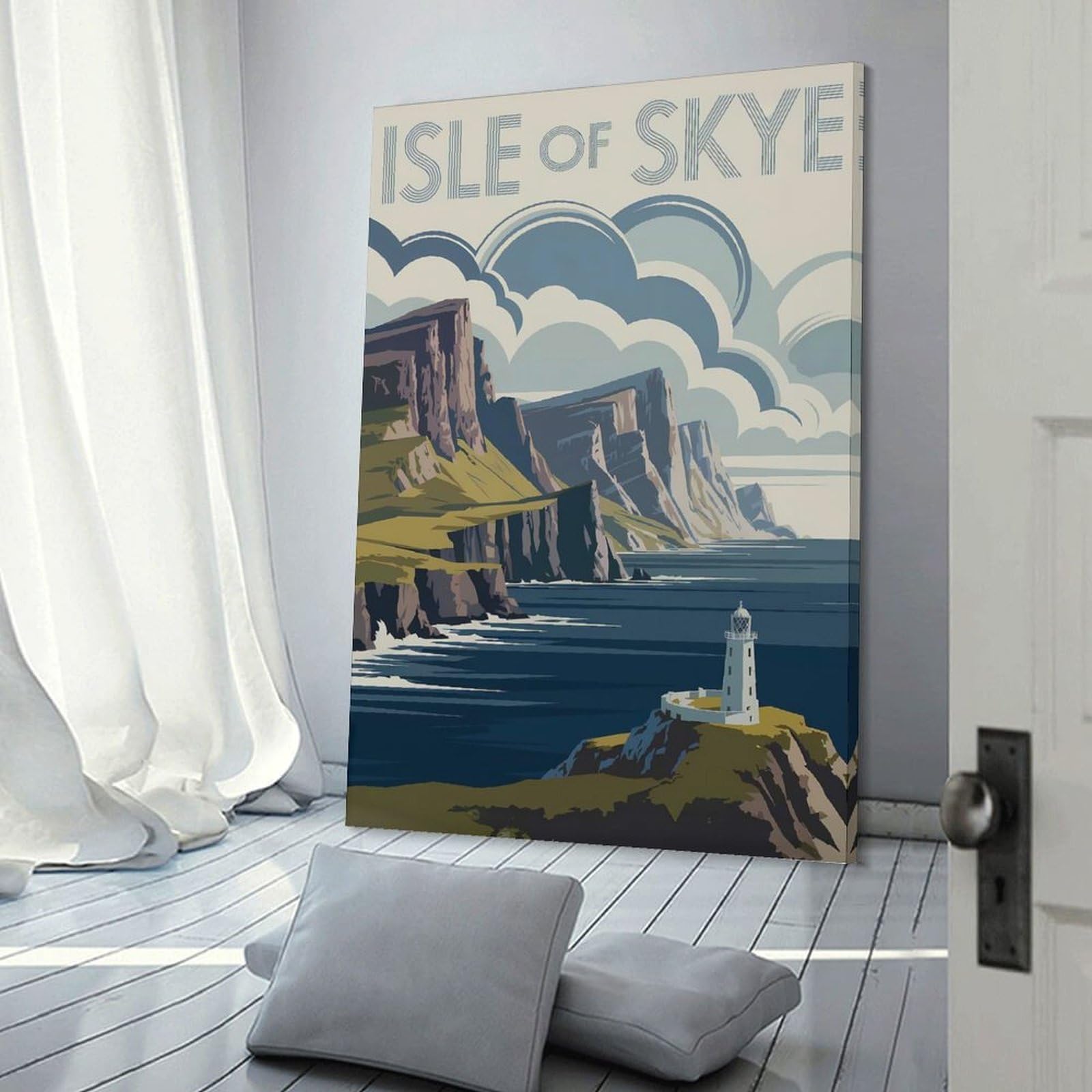 Junmoney Canvas Wall Picture Isle of Skye Travel, 24x36inch(60x90cm), for Front Hall, Corridor Or Welcome Spaces, Decorative Wall Art for Narrow Spaces