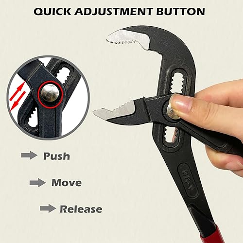 Miniatura 3 de Juego de 3 alicates para bomba de agua de 7 pulgadas, 10 pulgadas, 12 pulgadas, alicates de fontanería de apertura más ancha, alicates de ajuste