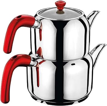 Hascevher 18/10 Stainless Steel Turkish Teapot Team Induction Compatible 5 Liter