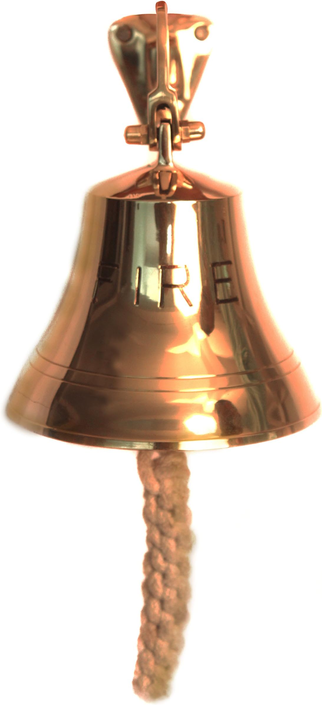 WinnerBrown Solid Brass Fire Bell with Knotted Lanyard, 6.8 inch