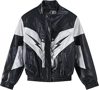 Aelfric Eden Mens Faux Leather Varsity Jacket Vintage Racing Motorcycle Graphic Bomber Jackets Oversized Streetwear Jacket