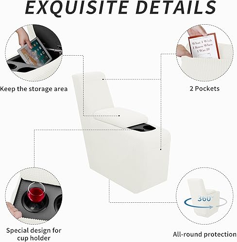 Miniatura 367 de Funda elástica para sofá reclinable de fácil colocación, Tela mezcla de poliéster Algodón, Arena