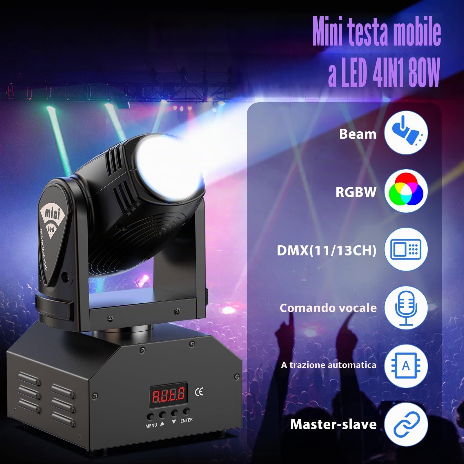 UKing 2 Pezzi Moving Heads RGBW Beam DMX512 Effetto Luce LED 11/13 CH per Feste, Controllata dalla Musica per DJ Discoteca Club Bar Illuminazione Palcoscenico