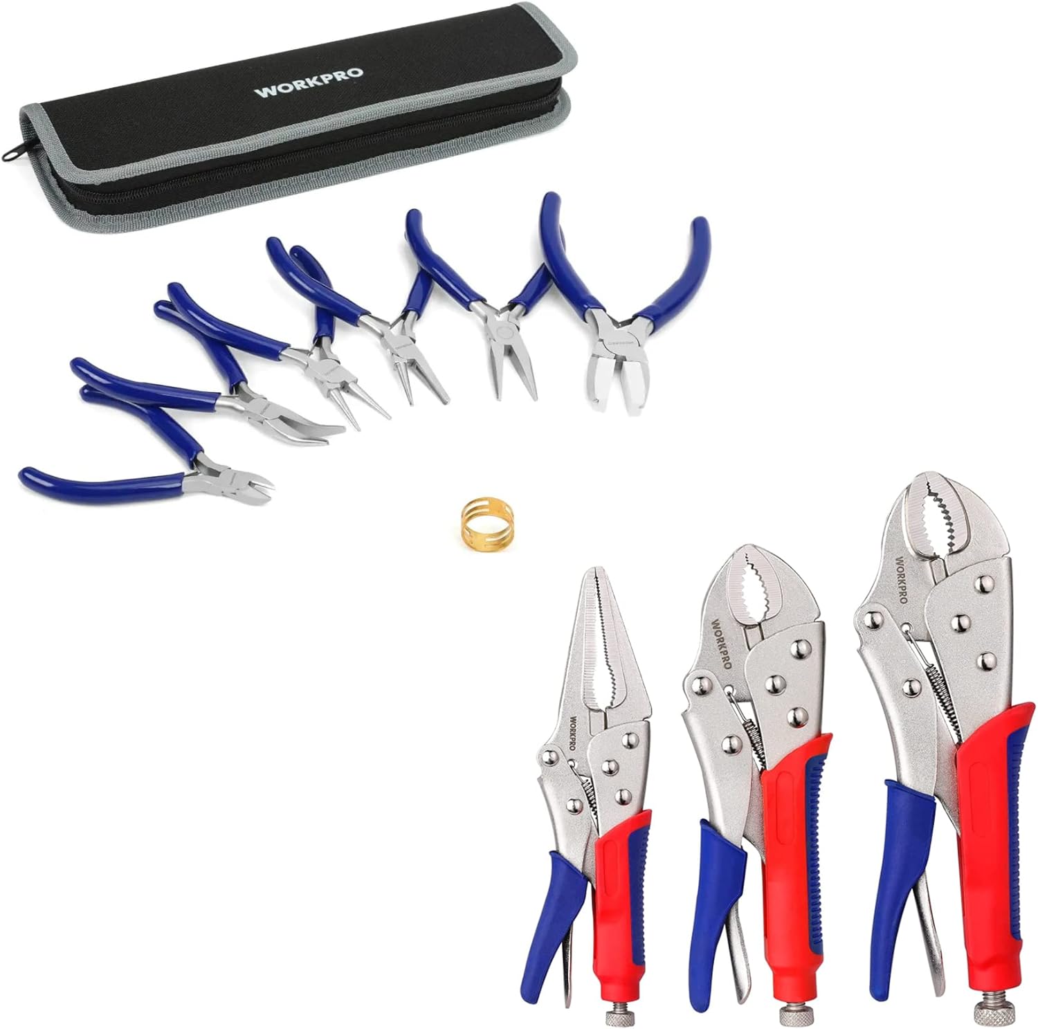 WORKPRO 10-Piece Pliers Set, 7-Piece Jewelers Pliers&3-piece Locking Pliers