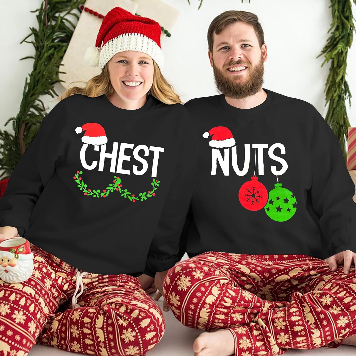 Christmas Sweatshirt Couples Merry Christmas Couples Matching Outfits Xmas Holiday Long Sleeve Top - Image 4