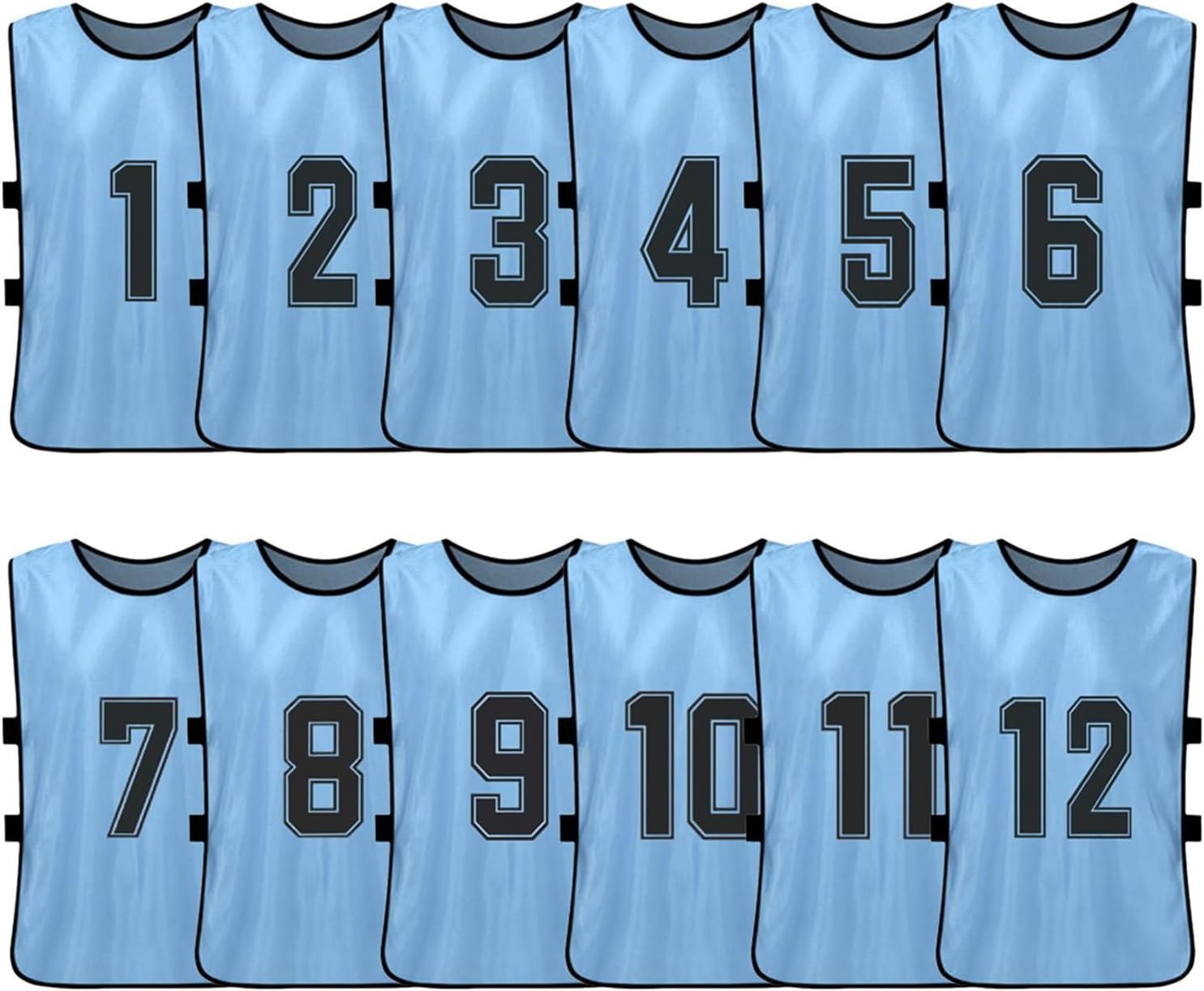 Mingzhe Numbered Football Bibs, Polyester Quick Drying Soccer Jerseys Football Pinnies Team Training Practice Sports Vest Fit for, Basketball, Volleyball, (Sky blue)