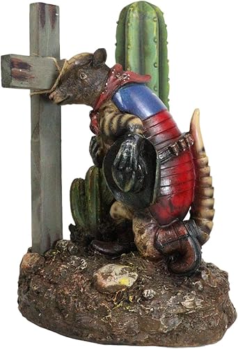 Miniatura 4 de Ebros Gift Rústico vaquero armadillo occidental por Saguaro Cactus arrodillado al pie de la cruz rugosa figura de oración Viejo Mundo Wild West