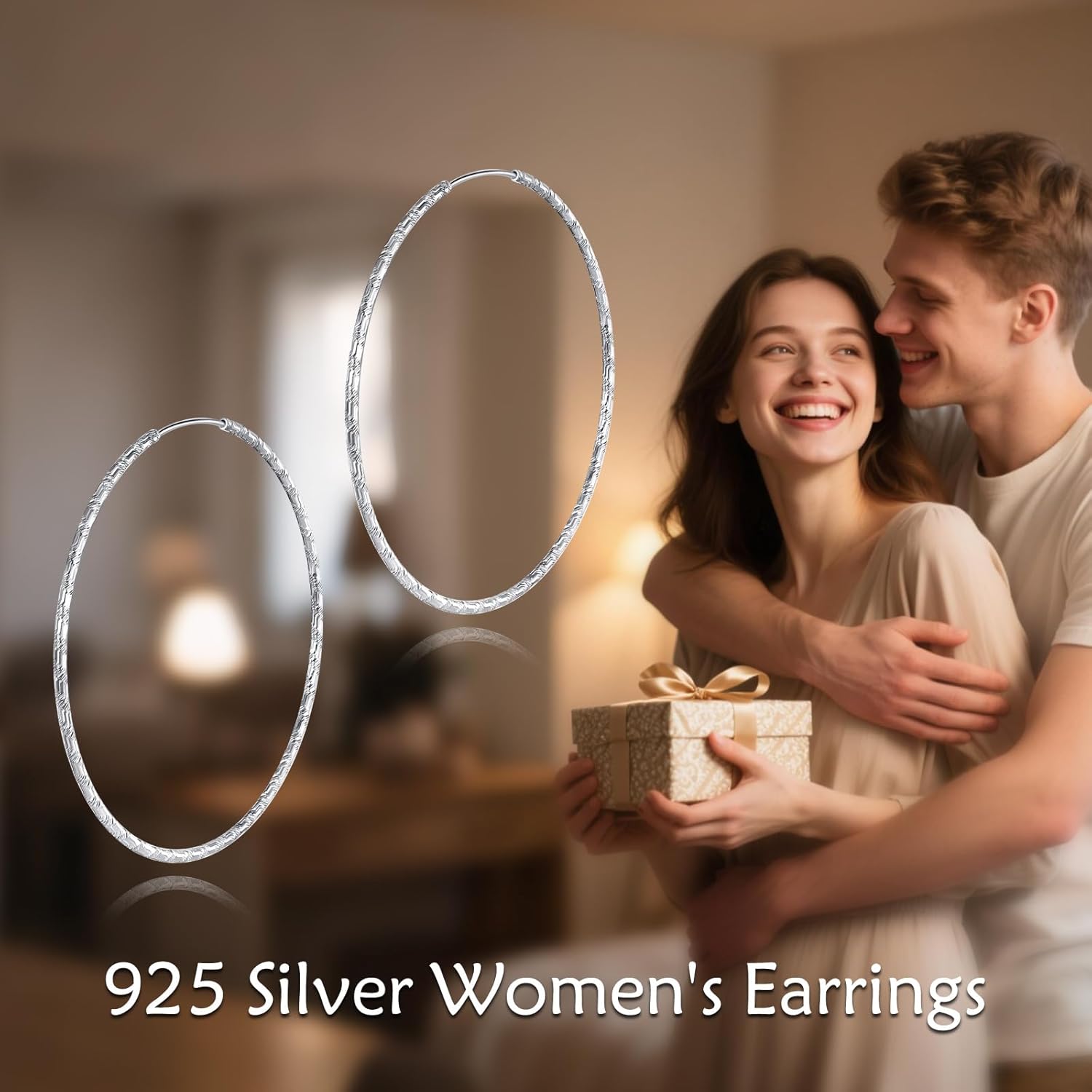 VONALA 925 Sterling Silver Large Hoop Earrings Circle Endless Earrings for Women 40MM 50MM 60MM