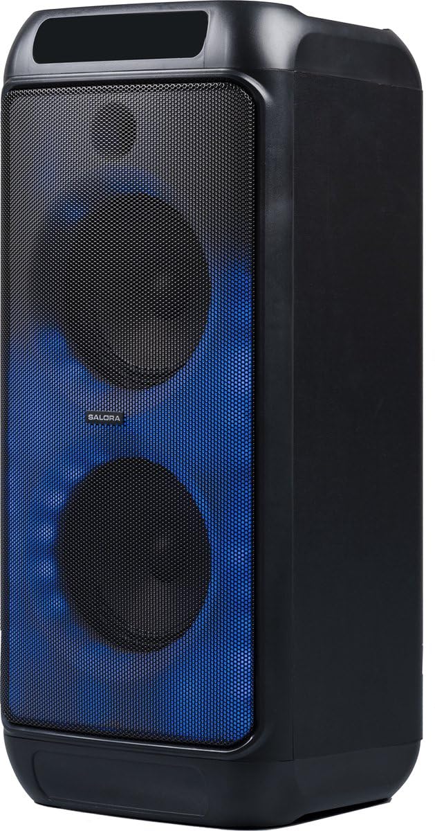 SALORA PARTYBOX400 Cassa Bluetooth Portatile Potente 400W con Luci LED | Speaker Potente, 5+ Ore Autonomia, USB/SD/Microfono | Per Feste, Eventi e Esterno | Cassa Amplificata Portatile Nero