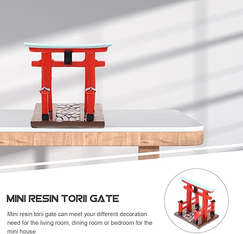 Miniatura 2 de Totority Puerta Torii japonesa en miniatura, decoración del hogar, resina japonesa Shinto Torii, puerta de acuario en miniatura, adorno Torii,