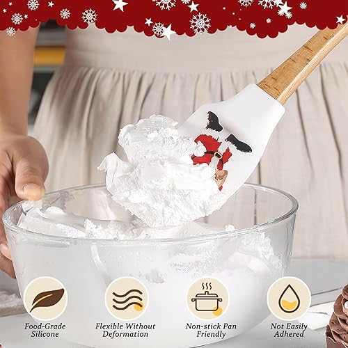 Miniatura 5 de Caliamary - Juego de mini espátulas, juego de utensilios de cocina de silicona de 4 piezas con cuchara de espátula para hornear, mezclar, juego de