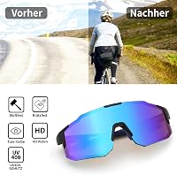 FEISEDY Sportnapszemüveg Férfiaknak Nőknek - Tükrös Kerékpáros Szemüveg UV400 Védelemmel - MTB, Országúti Biciklizéshez, Futáshoz, Kék 8