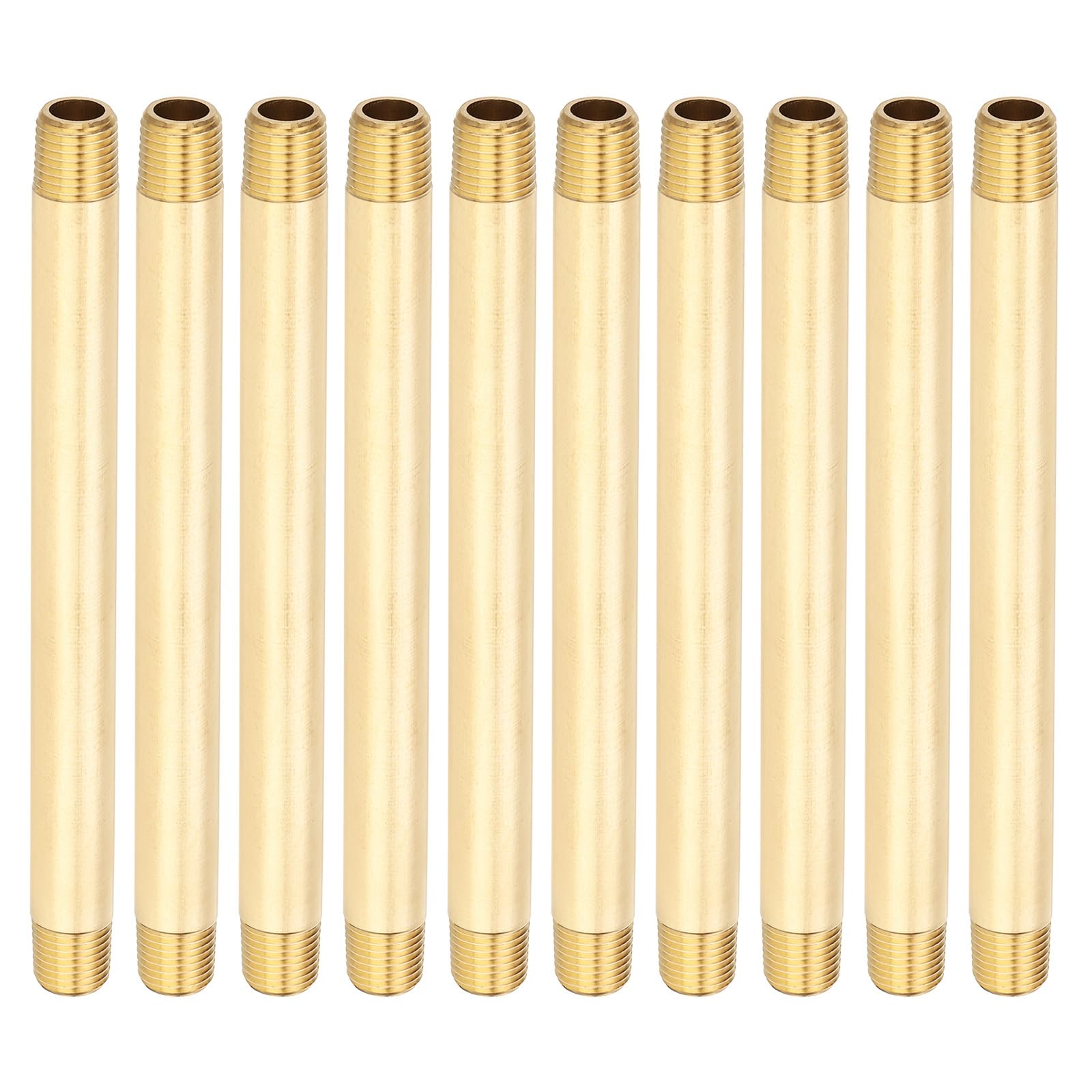 PATIKIL 1/4" x 1/4" NPT Maschio Raccordo in Ottone Tubo Lungo, 10Pz 152.4mm (6") Lungo Raccordo Tubo Diritto Connettore Prolungatore per Carburante, Aria, Acqua, Olio, Sistemi Gas