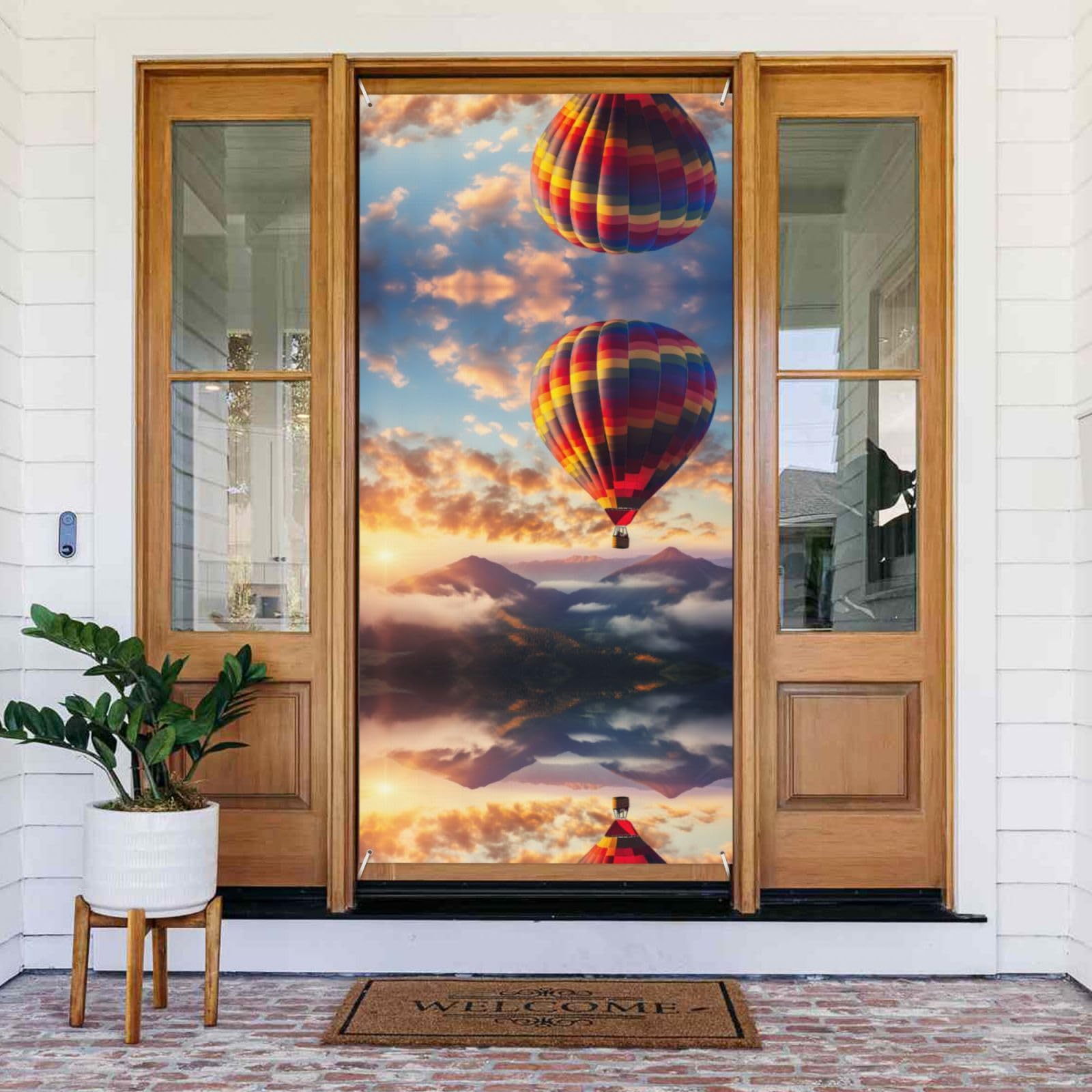 Hot Air Balloon Decorative Holiday Door Cover, Perfect for Indoor and Outdoor Christmas Decorations 72 X 35in