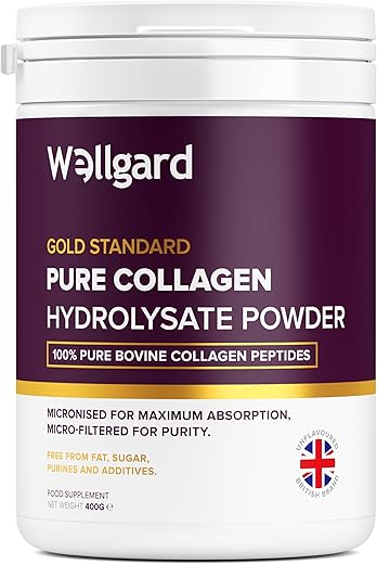 Collagen Powder, Gold Standard Bovine Collagen Peptides Powder by Wellgard - High Levels of The 8 Essential Amino Acids, Collagen Supplements, Halal & Kosher, Made in UK