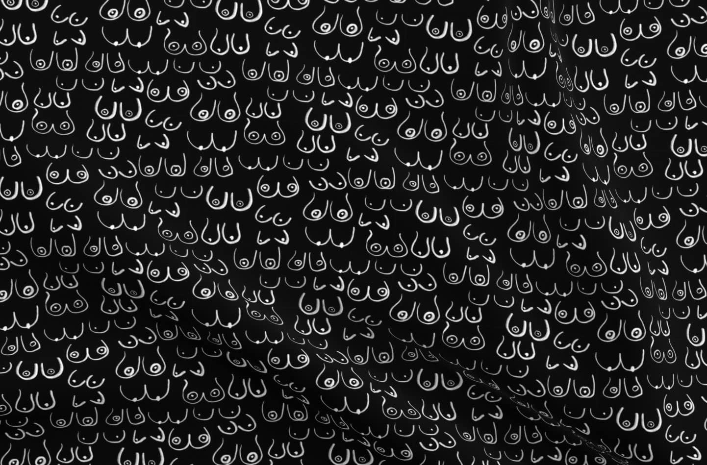 Spoonflower Fabric - Black White Lady Ladies Funny Boobs Breasts Breast Cancer Awareness Printed on Organic Cotton Sateen Fabric by The Yard - Sewing Quilting Apparel Home Decor