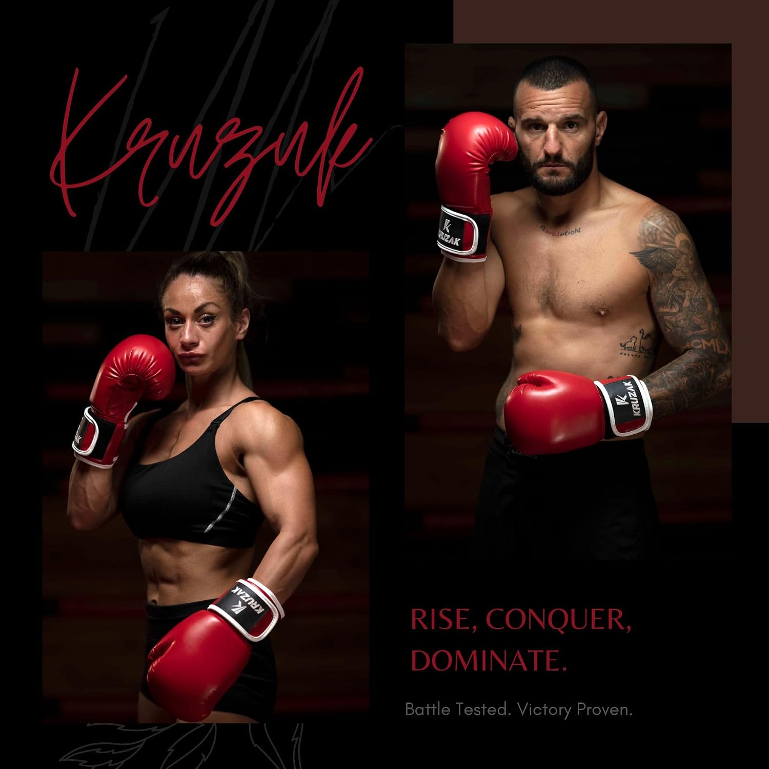 Kruzak Boxing Gloves for Men & Women, Sparring & Kickboxing Gloves, Muay Thai & MMA Gloves, 8-16 oz