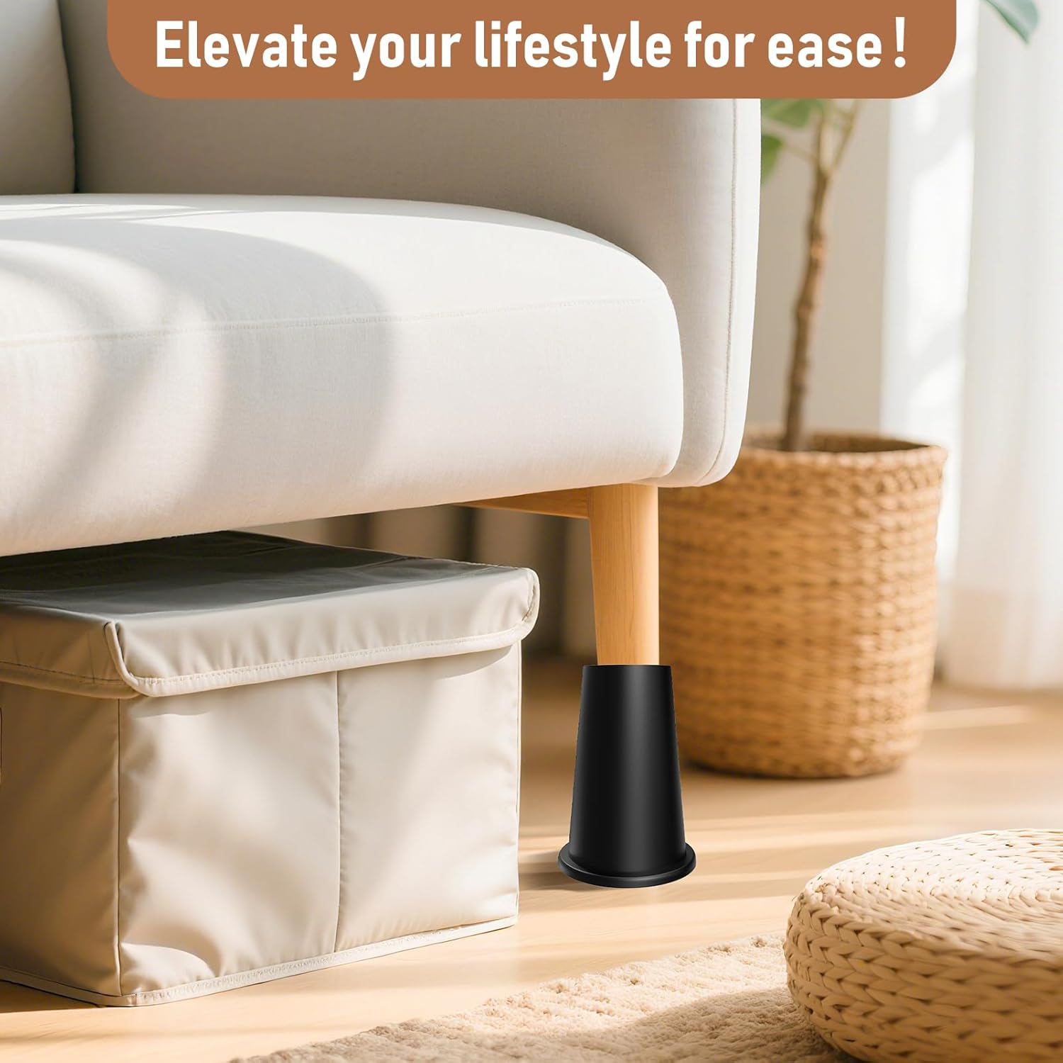 Bed Rise, Heavy Duty for Chair Risers Round Bed Risers Outdoor Furniture Rise, Under Bed Storage & Dorm Room Essential, Support Up Furniture Height Adjustment 8-Pack 8 inch