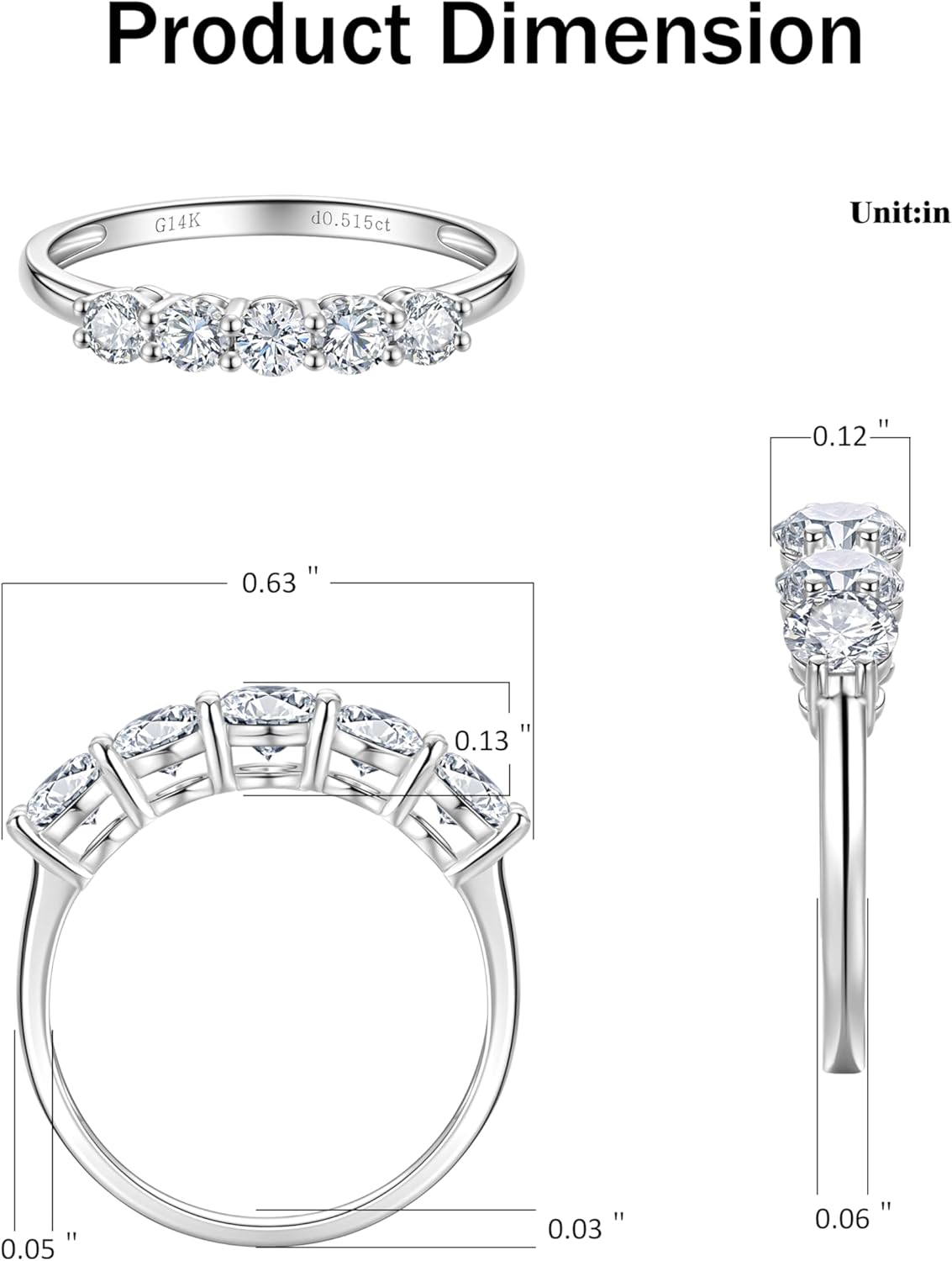 14k White Gold 0.5 - 2 Carat Three-Stone IGI Certified LAB Grown Diamond Rings for Anniversary Wedding Promise Engagement, Lab Created Diamond Eternity Rings Wedding Bands Jewelry Gifts for Women - Image 4