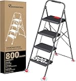 Foldable Step Ladder Folding Stool - 4 Stepping Extension Tall Heavy Duty with Handrails for Home Adults Kitchen - Extendable Stepladder Closet Stepstool Stair Ladders for Indoor House 800Lbs