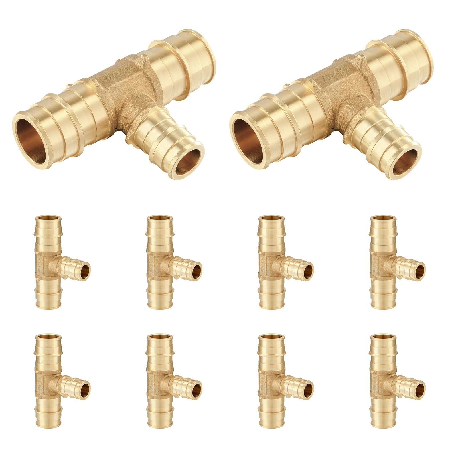 HeSun Paquete de 10 accesorios PEX-A, 3/4 x 3/4 x 1/2 pulgadas, camiseta de ajuste de expansión PEX, ASTM F1960