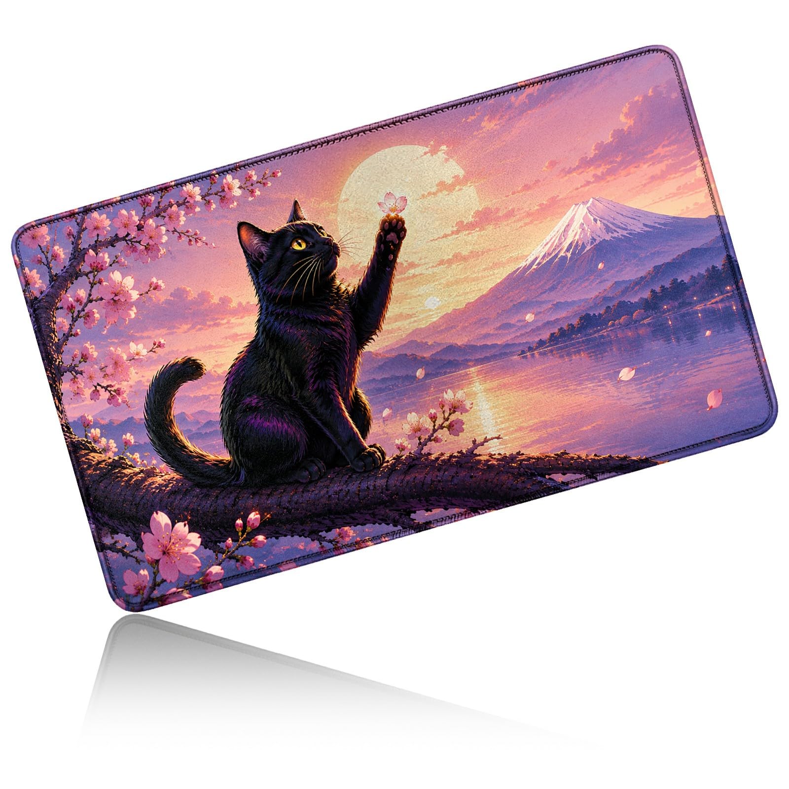 Dikoer for MTG/TCG Playmat 24" x 14" Commander Deck Gaming Mat, Sakura Cat