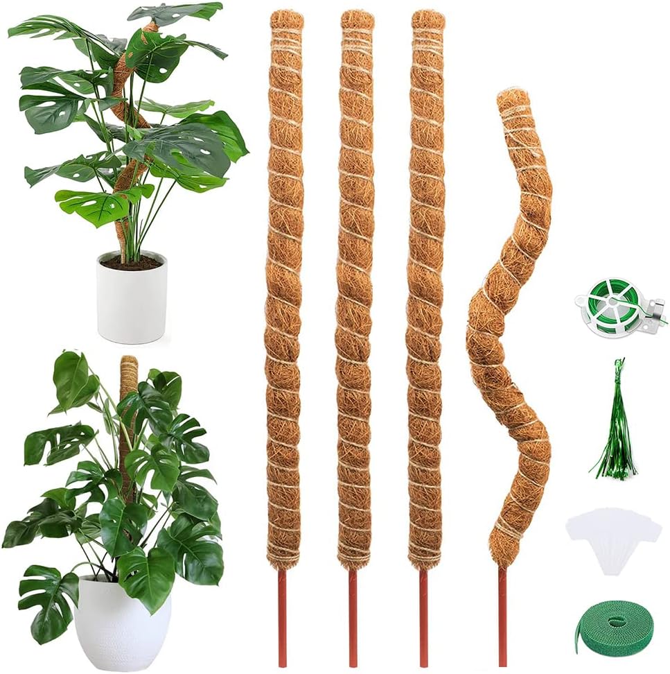 EROCK 4 Pack 25" Moss Pole for Plants Monstera, Bendable