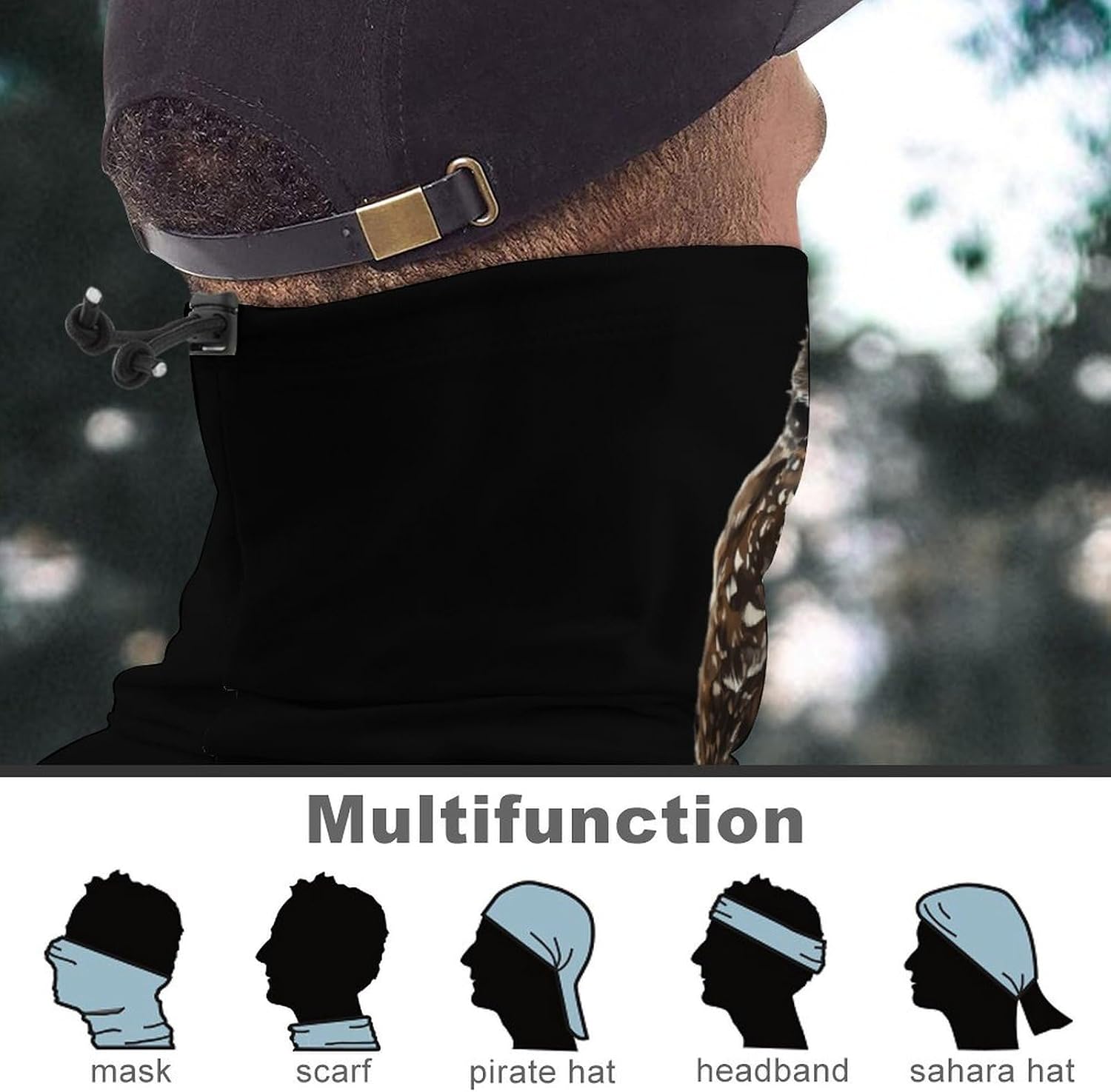 African Owl Unisex Neck Gaiter Face Scarf Cover Sun Hoods for Outdoor Hiking Skiing