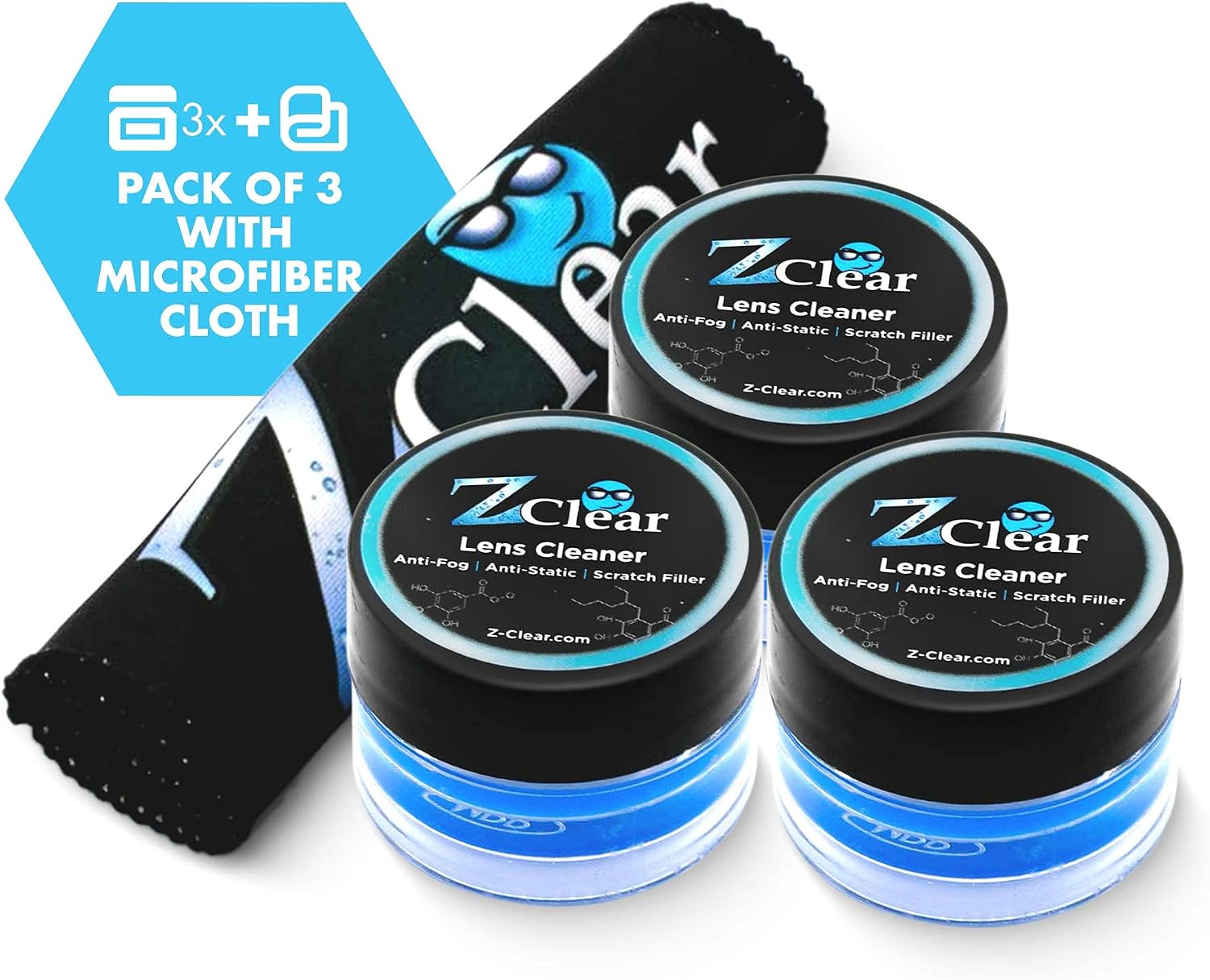 Anti Fog Paste for Eye & Sunglasses - 3 Pack, Anti Static Glass & Lens Cleaning Paste - Fog Free Scratch Filler That Repels Dust & Dirt - Clean & Protect Eyewear, Goggles, Screens & Masks