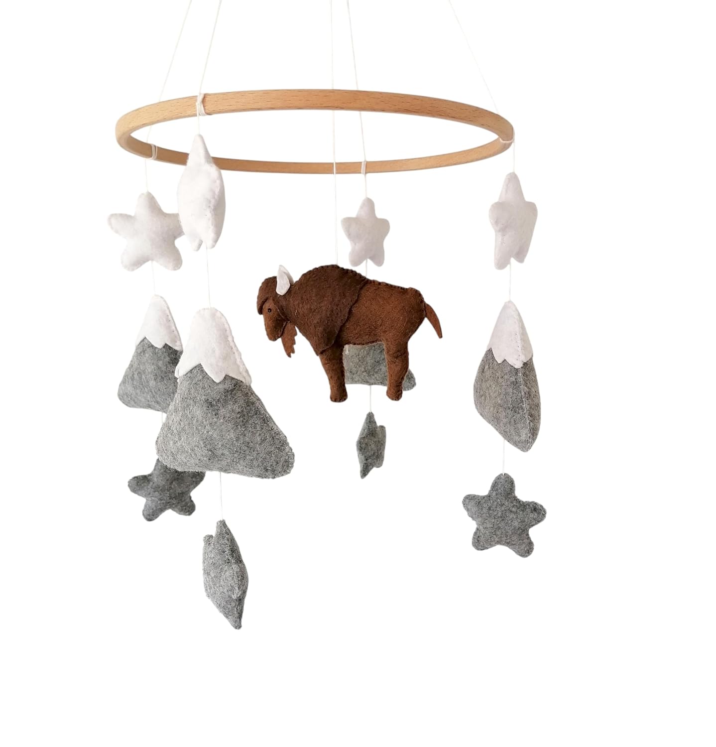 Bison Buffalo Baby Crib Mobile,Woodland Forest Theme Nursery Decor,Baby Shower Gift İdeas,Present for Newborn