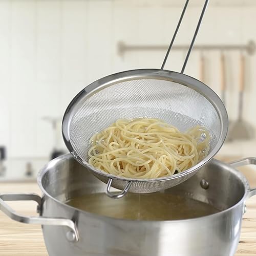 Miniatura 3 de HIC Kitchen Colador de malla fina con mango auxiliar, acero inoxidable 188, 6 pulgadas