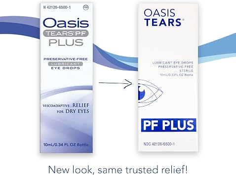 Oasis TEARS OT6500 PF Plus Preservative-Free Lubricant Eye Drops Dry Eye Relief | Artificial Tears | 0.34 FL OZ (10 mL)