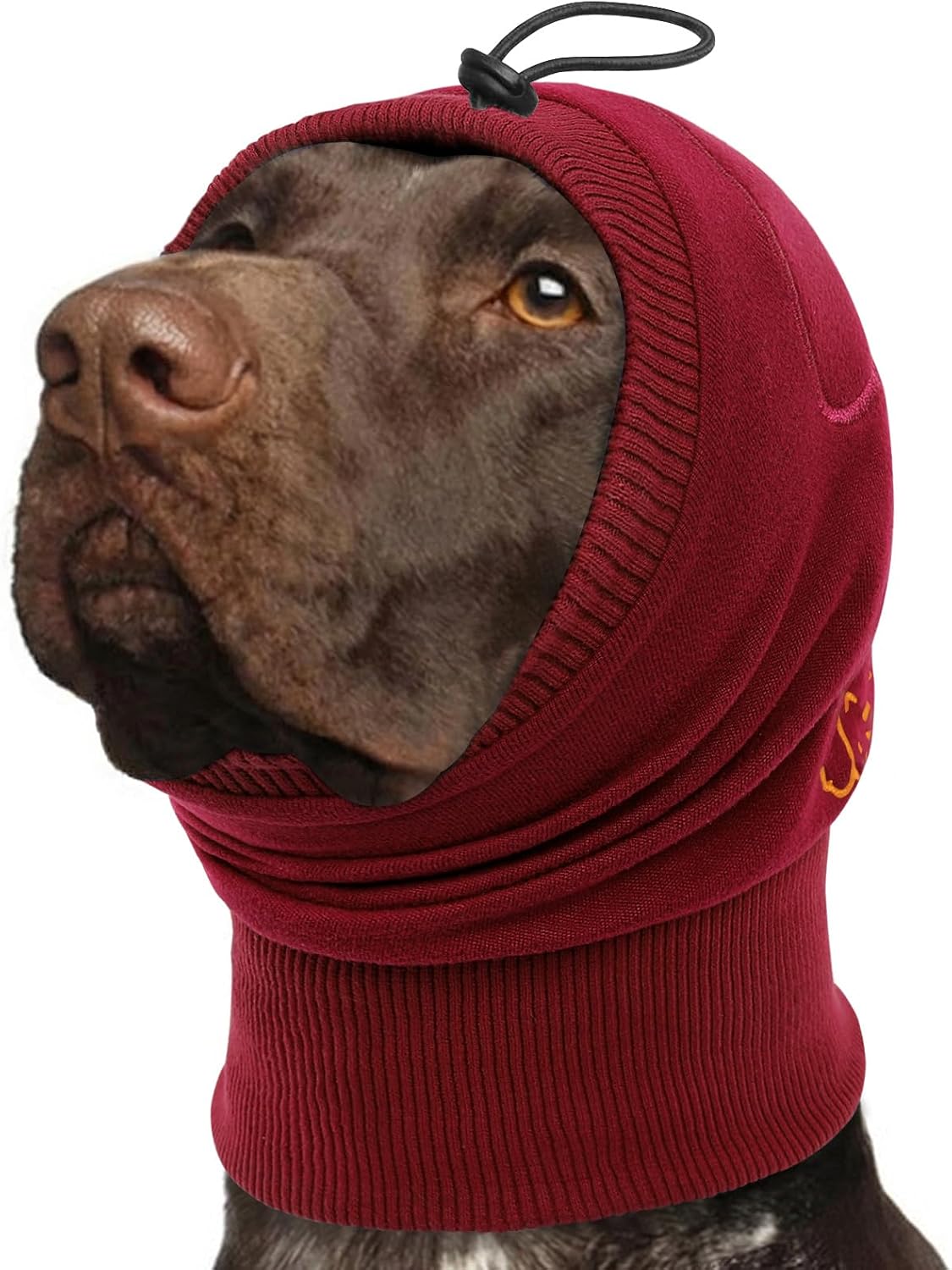 No Shake Ear Wraps for Dogs, Dog Ear Cover with SoundProof Pads | Anxiety Relief Pet Ears Muffs Noise Protection Dog Calming Hoodie for Hematoma, Grooming, Thunder, Burgundy L