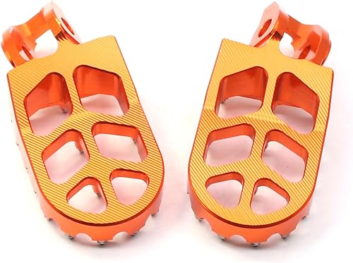 Miniatura 7 de MZS Estriberas para Moto de Cross, CNC 16-23 Estriberas de Motocross Reposapiés MX Pedal Naranja Compatible con 85 125 150 250 300 350 450 500 EXC