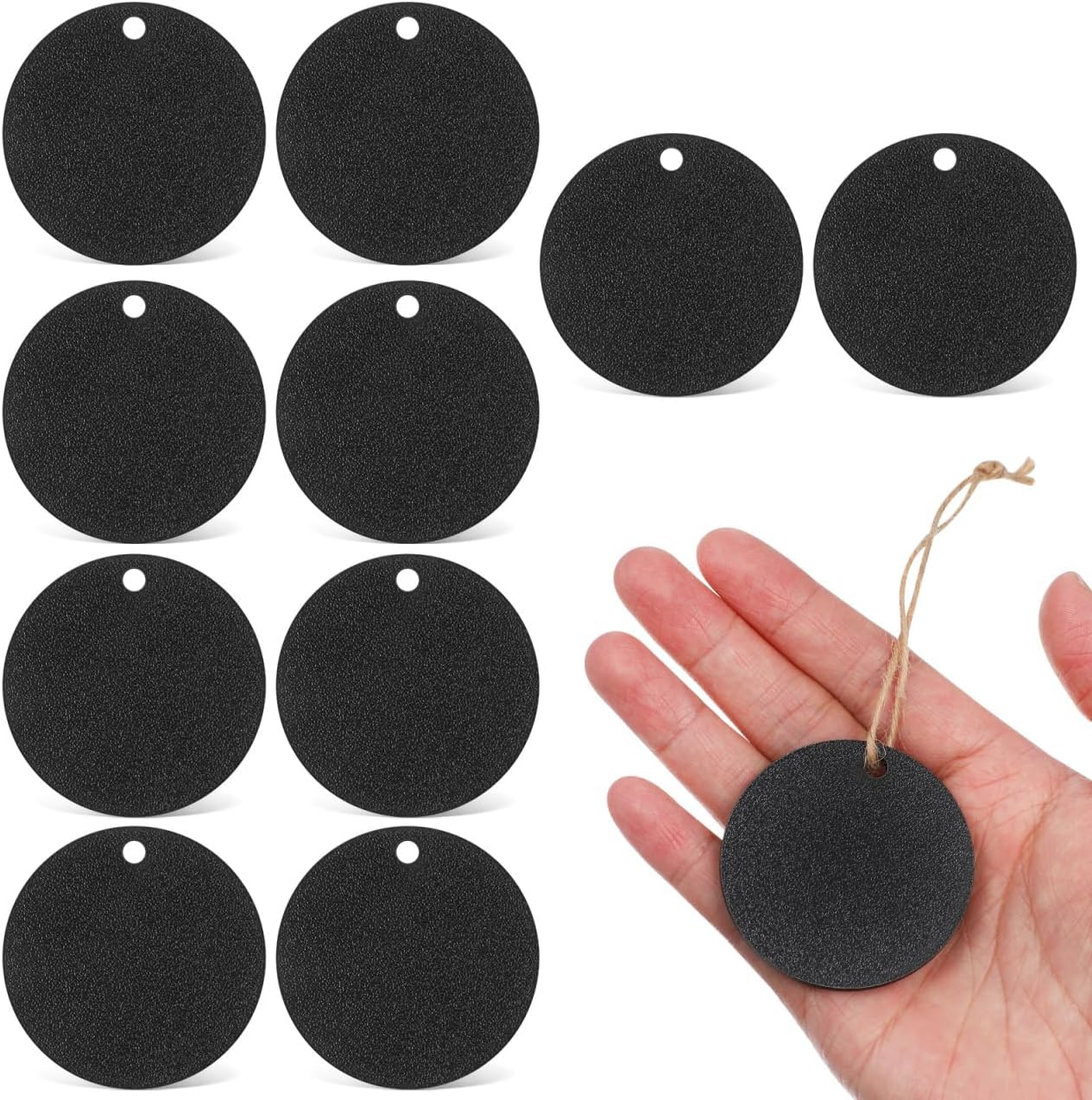 Operitacx 30 Pcs Small Double-Sided Hanging Chalkboard Tags with Twine Erasable Mini Chalk Boards for Party Wedding Holiday and Office Message Labels