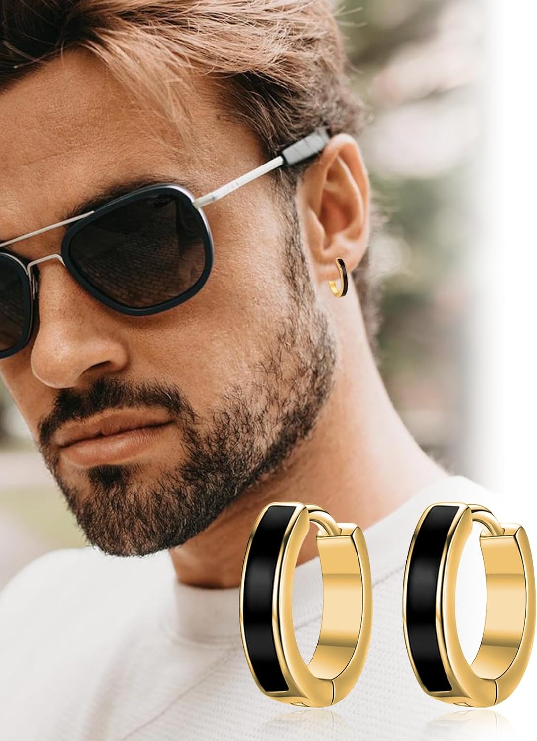 TANGPOET Unisex kleine hoepel oorbellen zilver 925 heren zwarte oorbellen dames vouwen hoepel oorbellen hypoallergene oorbellen voor vrouwen mannen meisjes jongens, Sterling zilver
