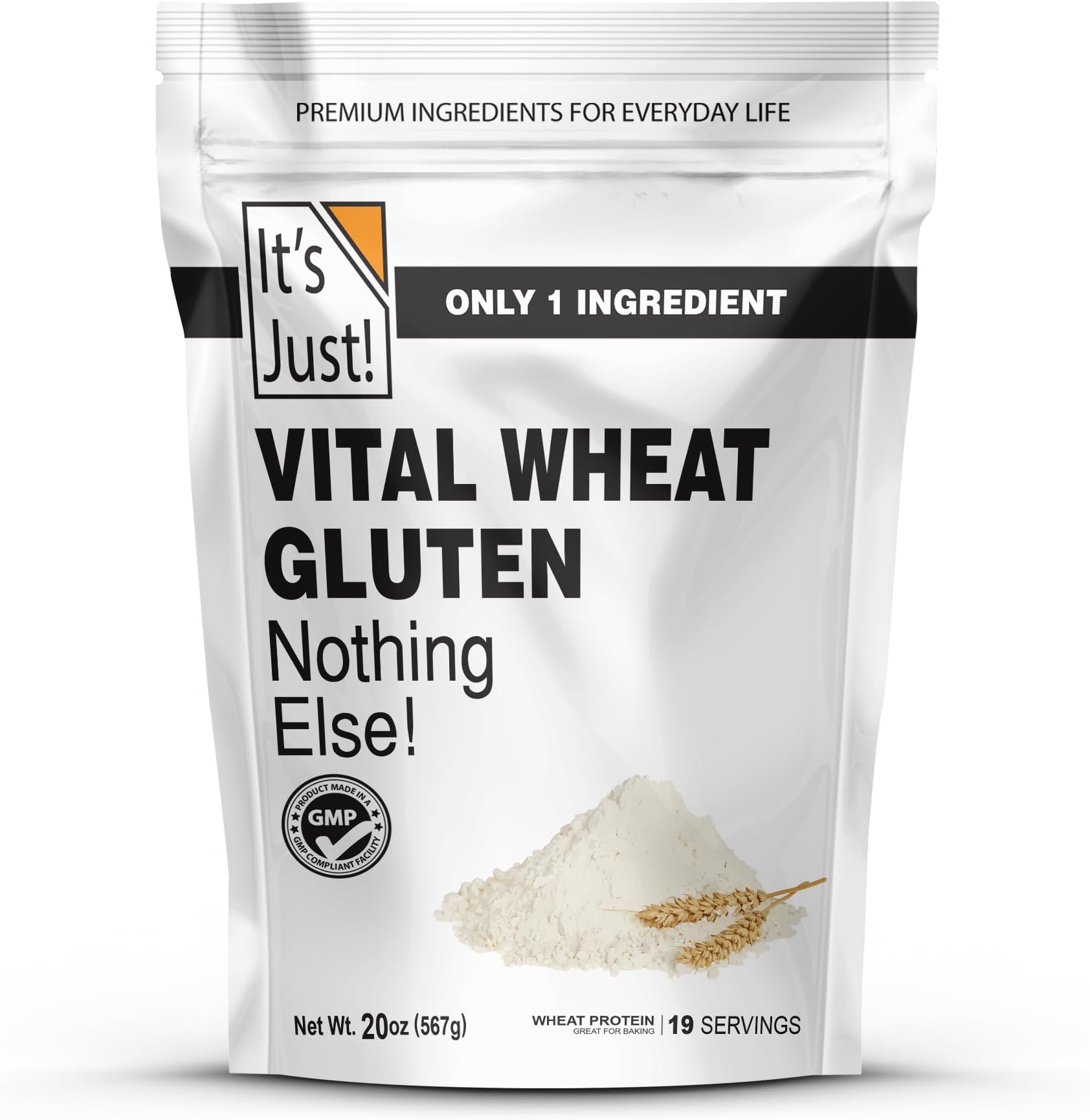 It's Just! Vital Wheat Gluten Flour - High Protein, Vegan, Low Carb, Keto Friendly - 20 oz