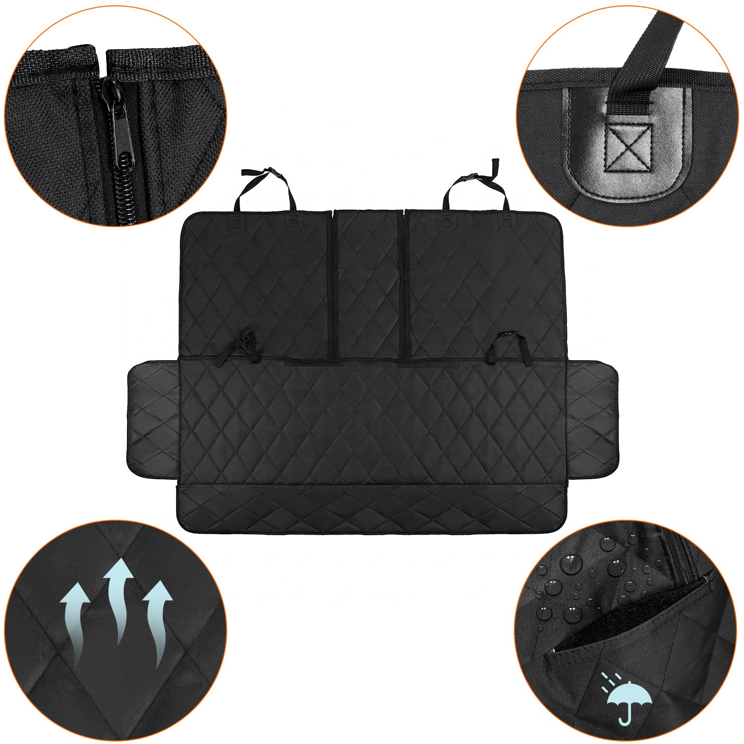 QWORK® Duradero Funda Coche Perros, Protector Coche Perros Asiento Trasero Impermeable, Funda Asiento Coche para Todos los Automóviles, Minivans y SUV