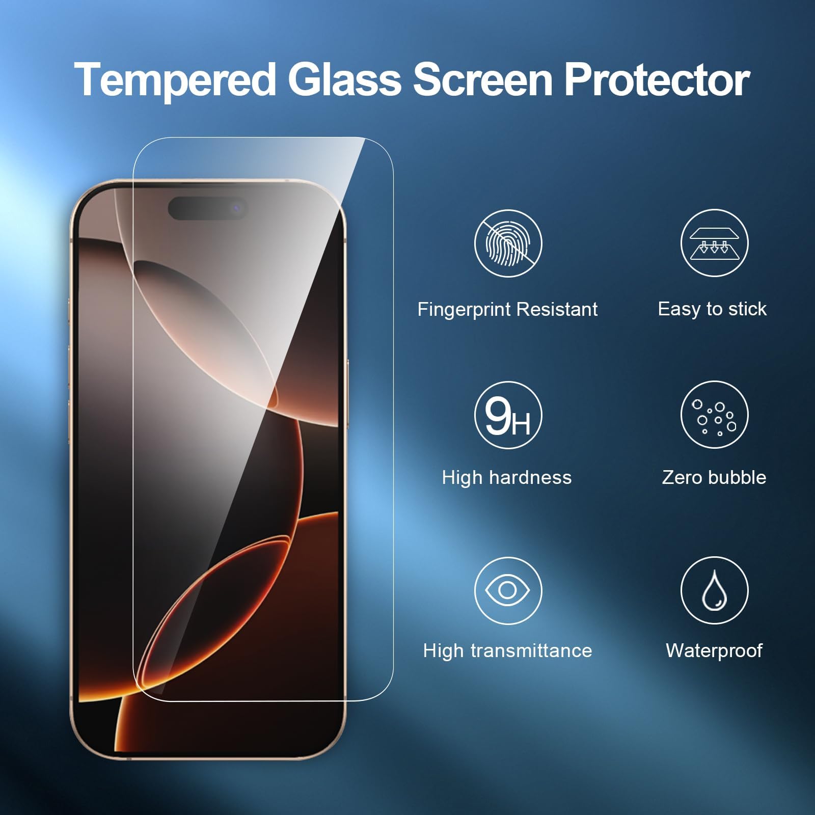 NEW'C 3 Sztuki, Ochraniacz Ekranu do iPhone 17, 17 Pro, iPhone 16 Pro (6,3 cala), Folia ochronna ze szkła hartowanego bez pęcherzyków powietrza - Zawiera narzędzie ułatwiające montaż