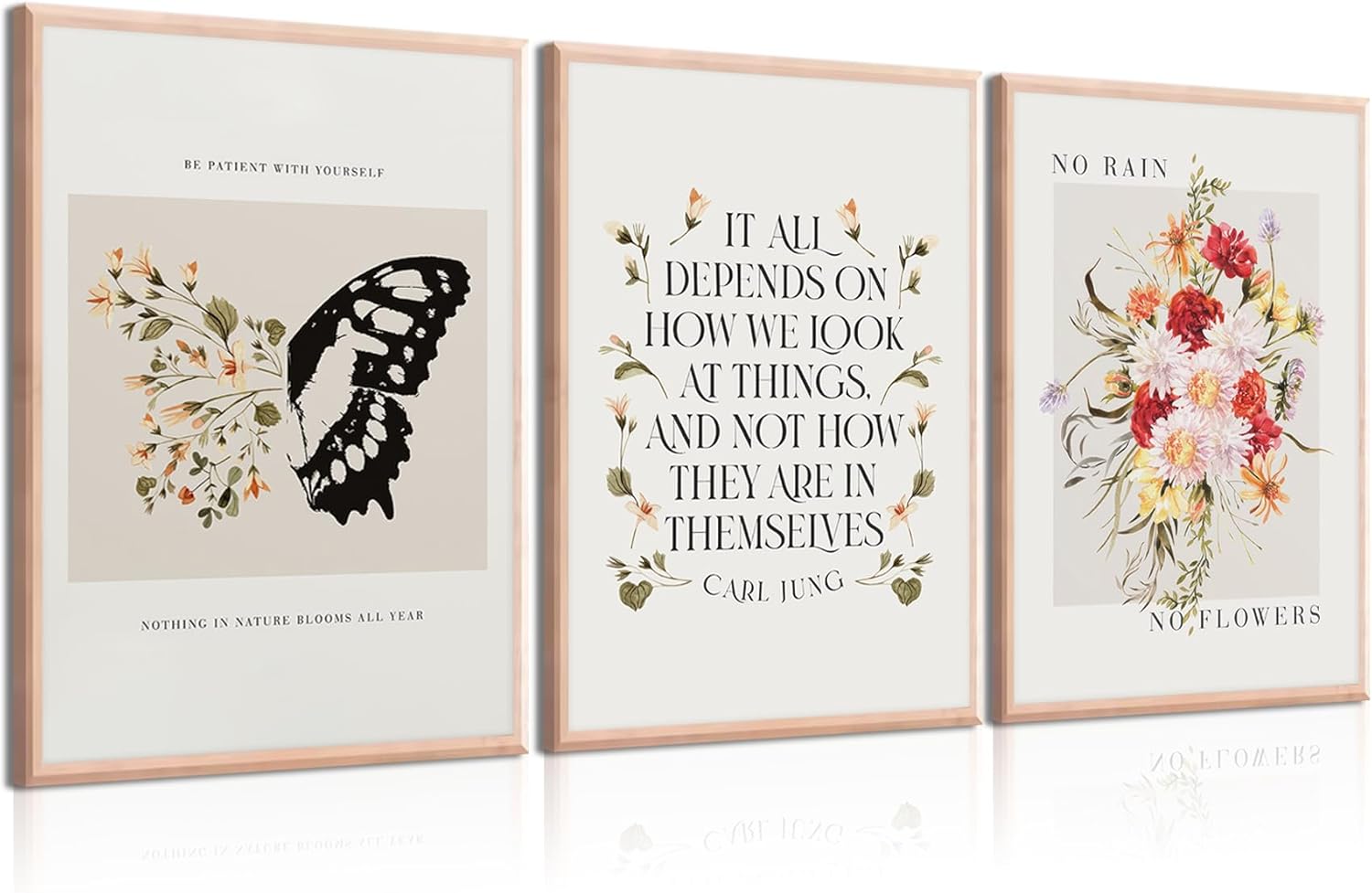 VVL 3Pcs Inspirational Quotes Wall Art for Office Mental Health Wall Art Motivation Painting Picture Wall Decor for School Office Treatment Room Home Decoration 16x24in Unframed