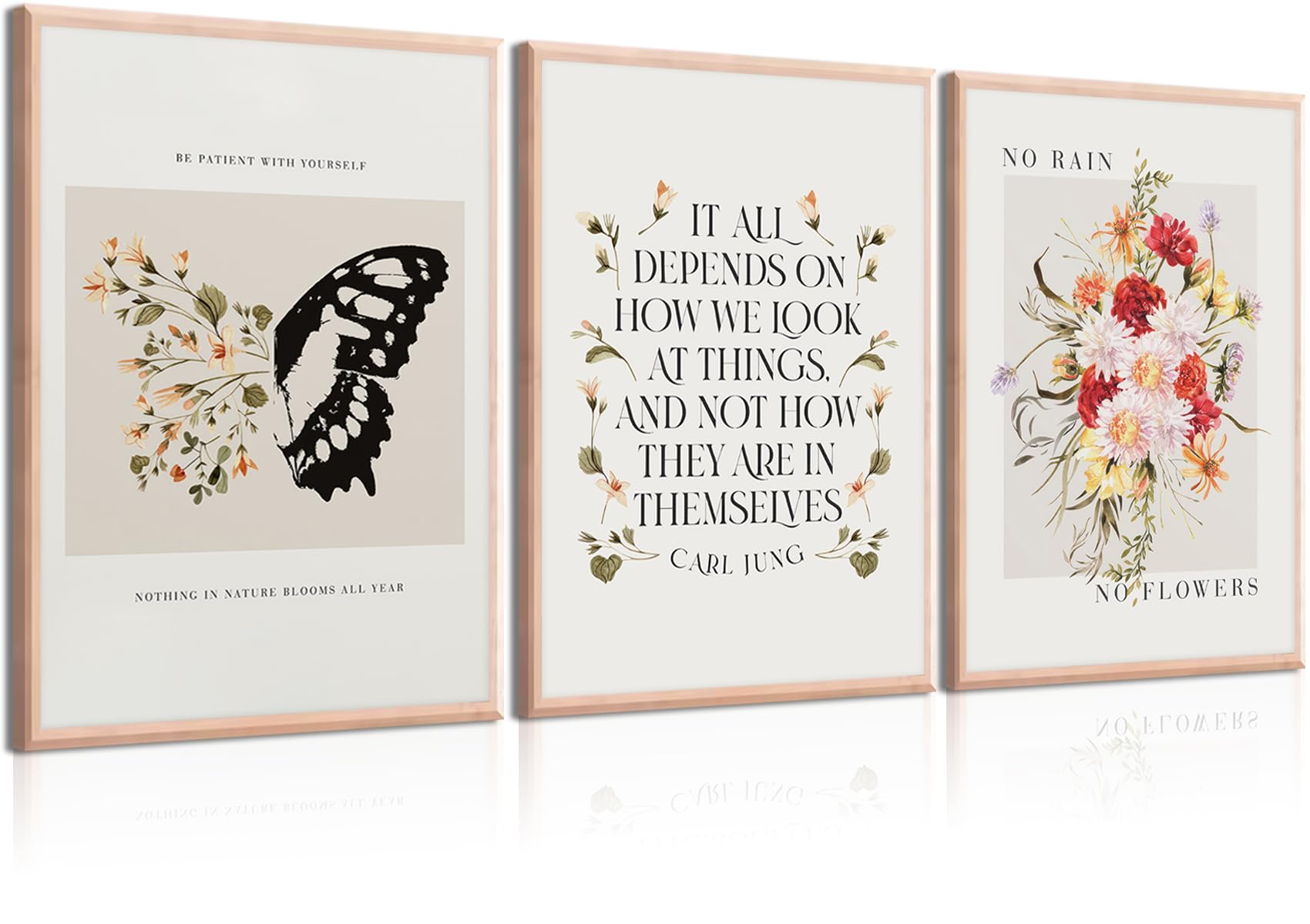 VVL 3Pcs Inspirational Quotes Wall Art for Office Mental Health Wall Art Motivation Painting Picture Wall Decor for School Office Treatment Room Home