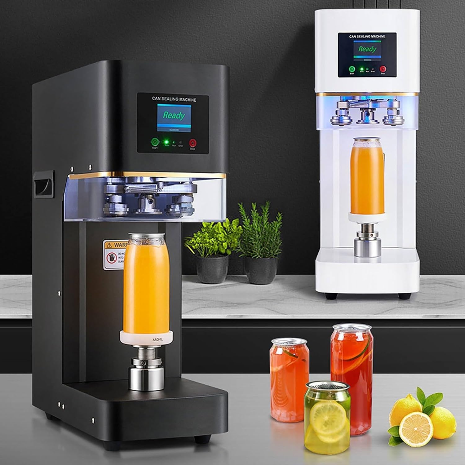 Automatic Can Sealer for Aluminum and Plastic Cans - Touch Screen Operation, Auto-Detect Height, No Cup Mat Required