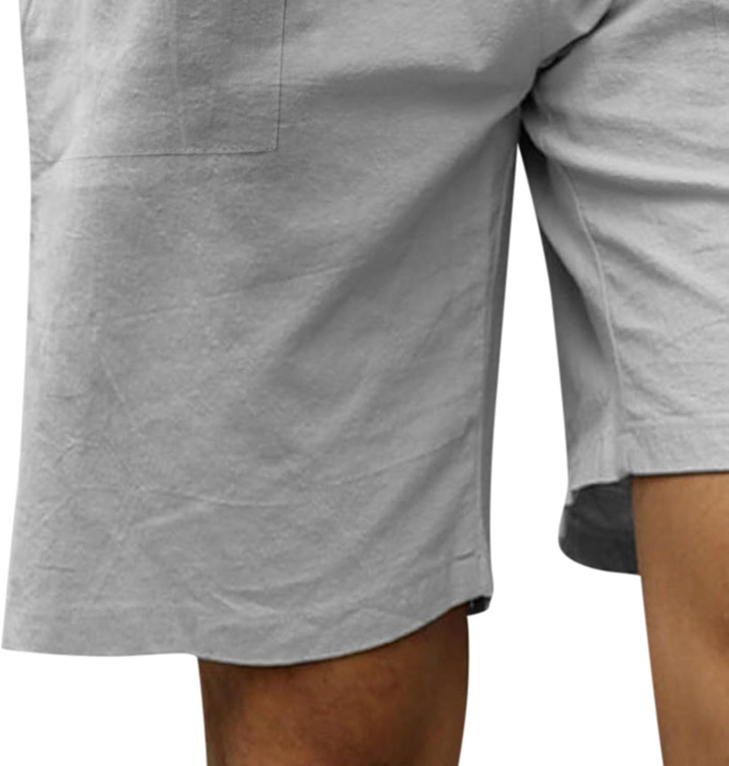 DGHM-JLMY Men's Straight Cotton Linen Beach Casual Short Drawstring Summer Stretch Shorts Elastic Waist Comfort Jogger Shorts