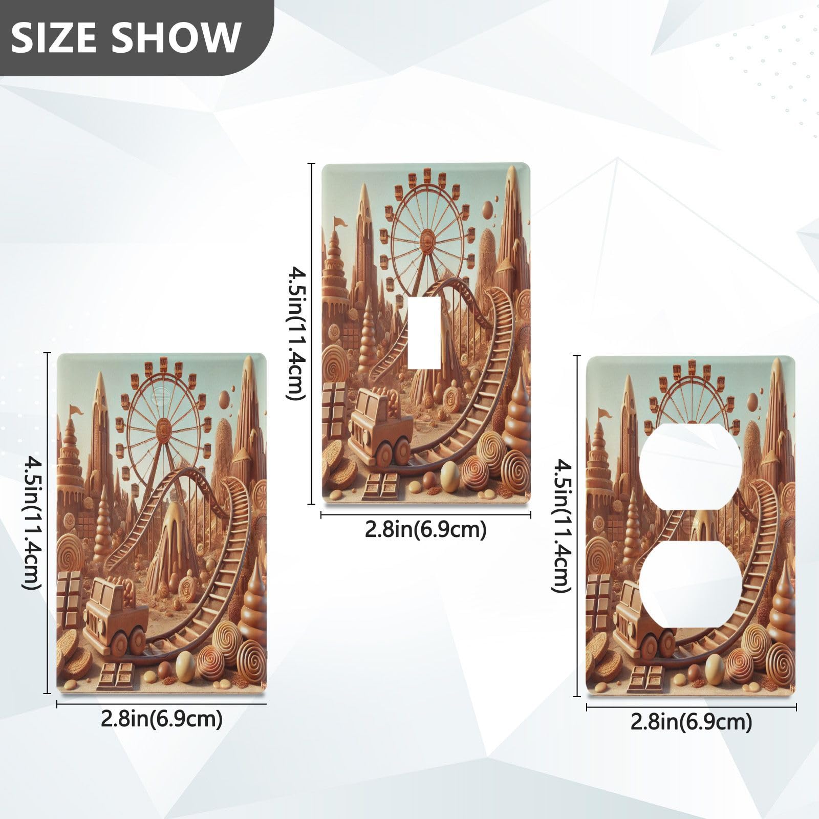 Ferris Wheel Landscape Light Switch Cover Decorative Receptacle Outlet Wall Plate Guard Plastic Outlet Covers for Farmhouse Home Decor Livingroom (Duplex Outlets Cover)